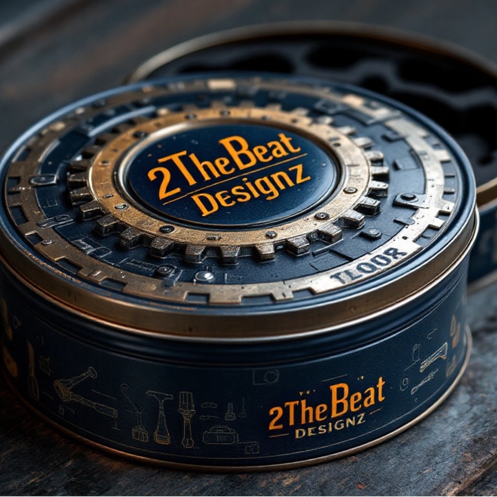 2TheBeat Designz Blue and Gold Tin